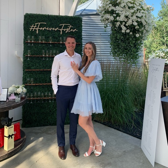 Baby blue dress with pearl sequins - Picture 5 of 5